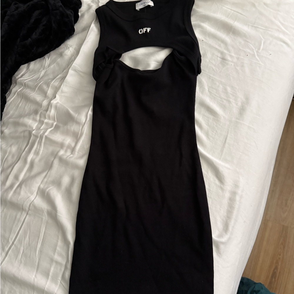 Off-White Black Cut-Out Bodycon Dress